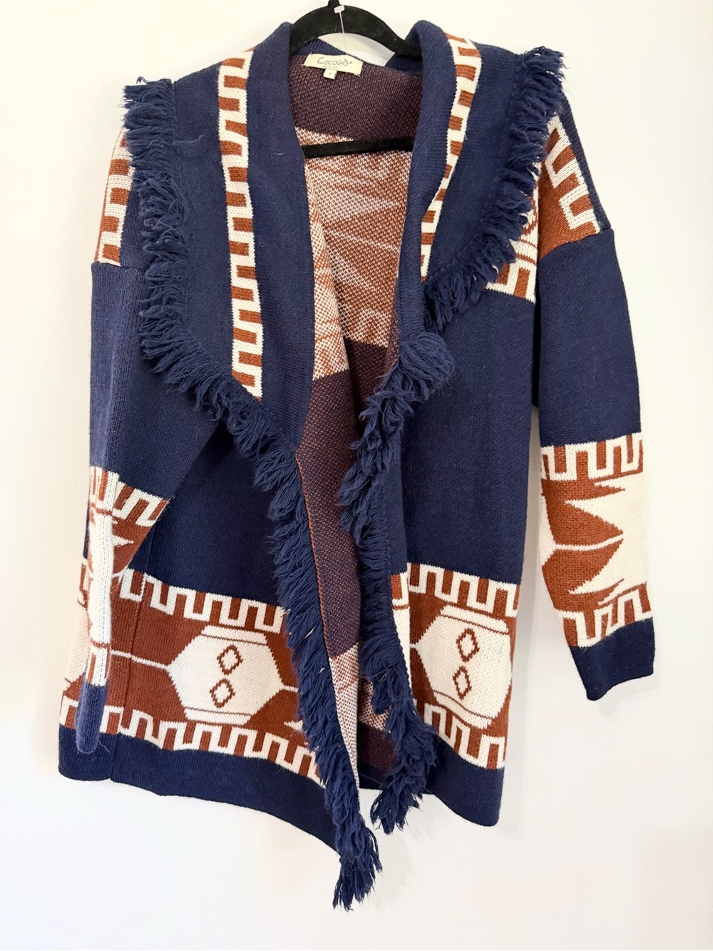 Cocogio Ecru Cardigan Sweater Women Size S Wool Navajo southwest Boho